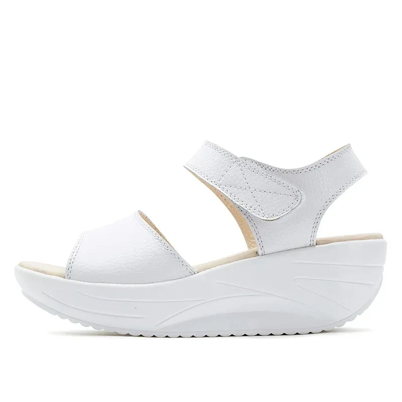 PURELUX™ | Sandale Plate Forme Femme Cuir – Élégance & Confort Été