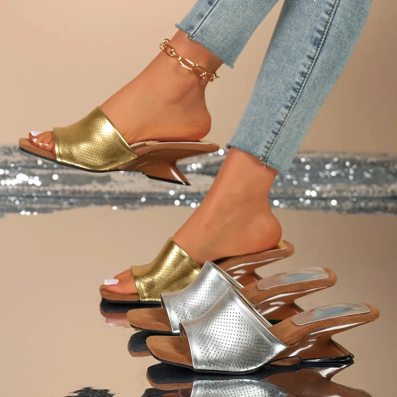 AURÉLIS DORÉ™ | Sandales Compensées Femme Élégantes Été – Dorées Soirée
