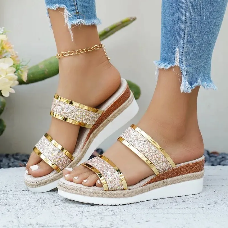 SOLEA DORÉ™ | Sandales Dorées Femme Élégantes Été – Compensées Confort Plage