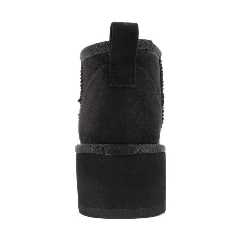 Bottines plates-formes noires en simili daim avec doublure chaude et semelle épaisse pour femme