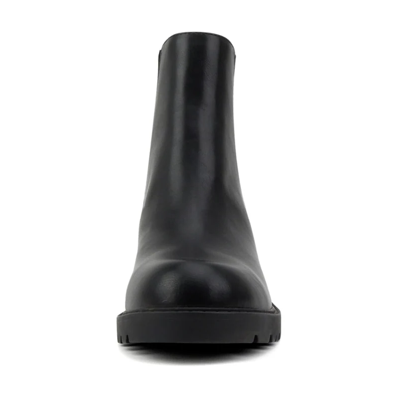 Bottines chelsea noires à talon bloc et semelle crantée, élastiques latéraux pour femme