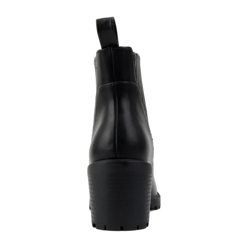 Bottines chelsea noires à talon bloc et semelle crantée, élastiques latéraux pour femme