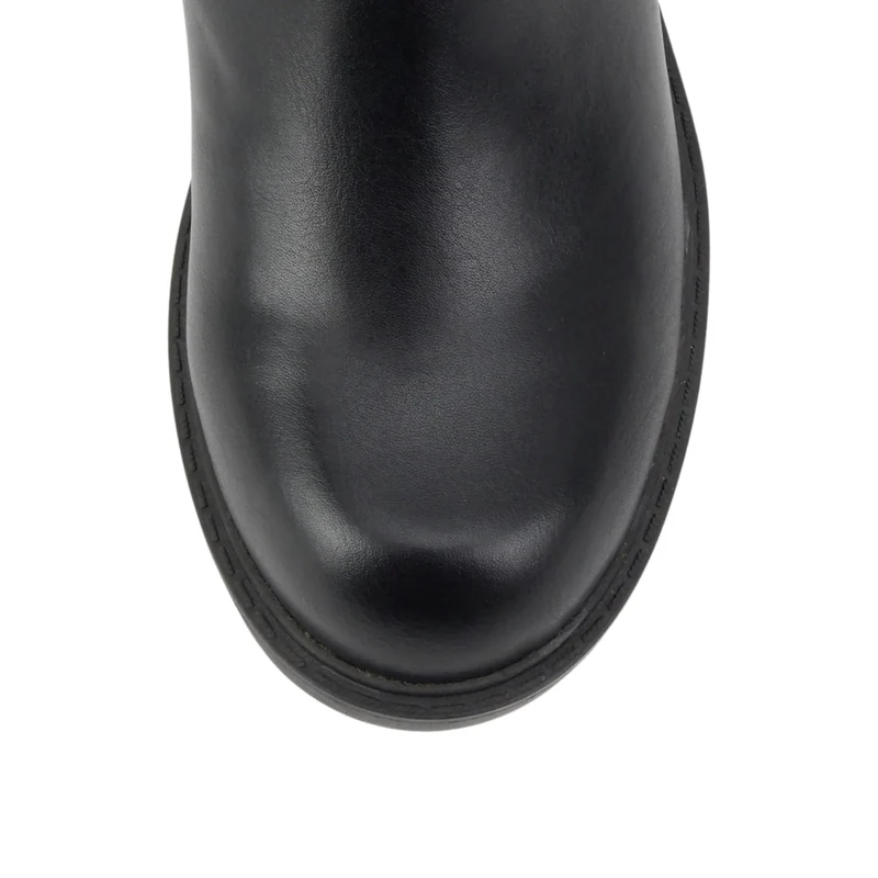 Bottines chelsea noires à talon bloc et semelle crantée, élastiques latéraux pour femme