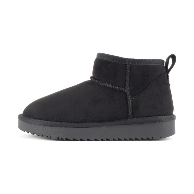 Bottines courtes noires en suédine avec semelle épaisse crantée et doublure chaude