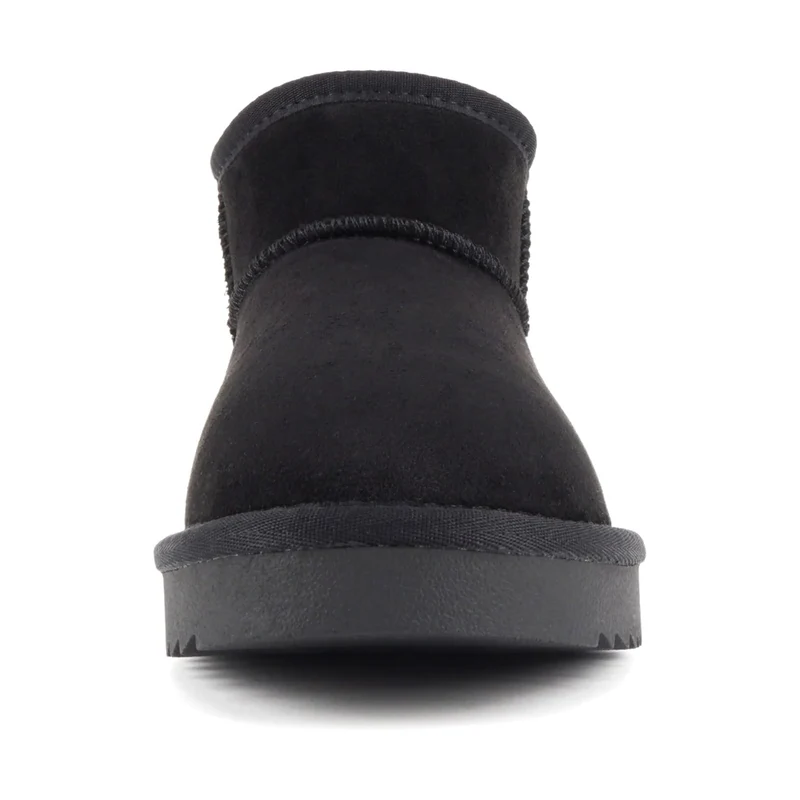 Bottines courtes noires en suédine avec semelle épaisse crantée et doublure chaude