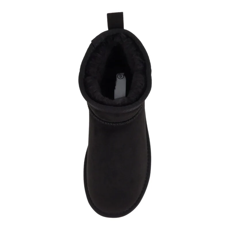 Bottines courtes noires en suédine avec semelle épaisse crantée et doublure chaude