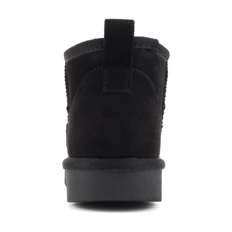 Bottines courtes noires en suédine avec semelle épaisse crantée et doublure chaude