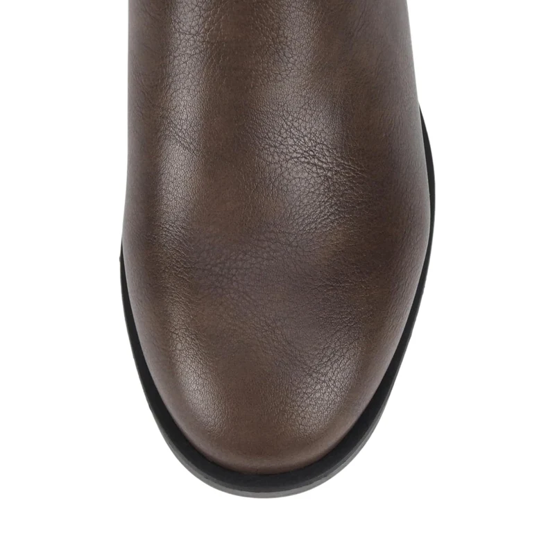 Bottines marron à talon bloc bas avec fermeture éclair latérale pour femme