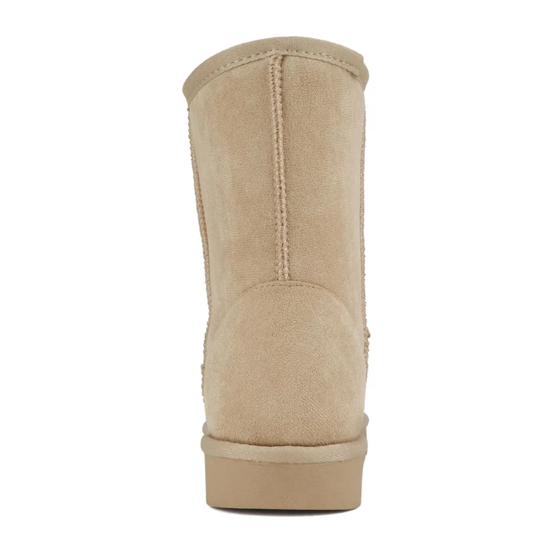 Bottines d’hiver pour femme en suédine beige avec doublure chaude et semelle plateforme