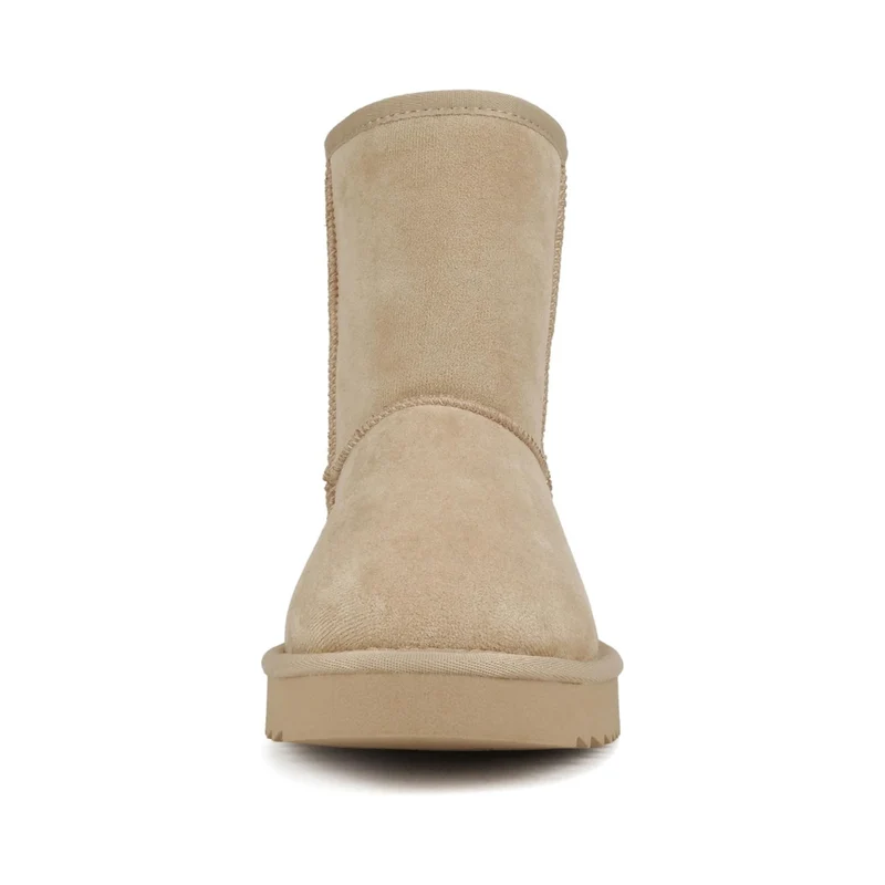 Bottines d’hiver pour femme en suédine beige avec doublure chaude et semelle plateforme