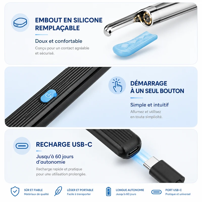 Otoscan | Nettoyeur d’Oreille Intelligent avec Caméra HD WiFi