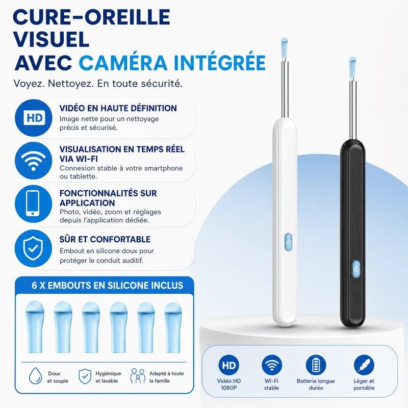 Otoscan | Nettoyeur d’Oreille Intelligent avec Caméra HD WiFi