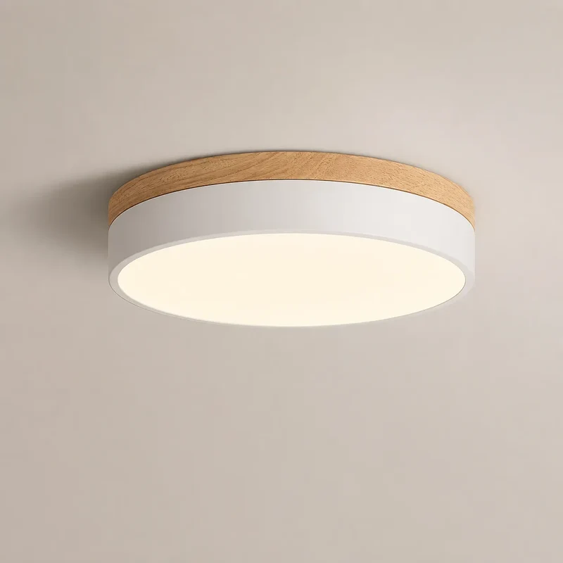 ScandiLuxe | Plafonnier Minimaliste en Bois Naturel et Métal Élégant