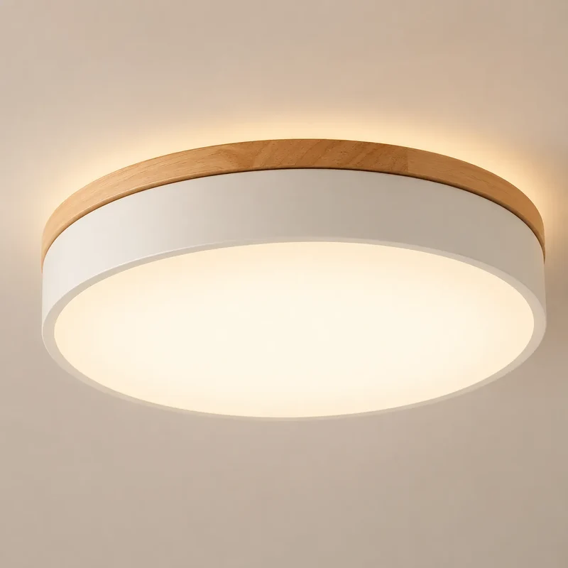 ScandiLuxe | Plafonnier Minimaliste en Bois Naturel et Métal Élégant