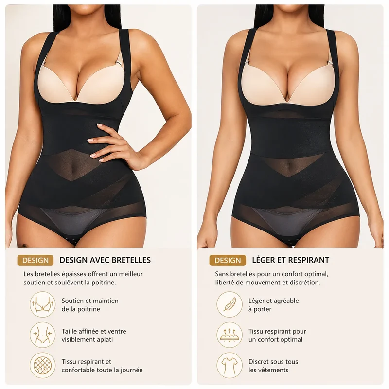 CurvaSilk | Body Gainant Sans Coutures Sculptant Taille et Ventre