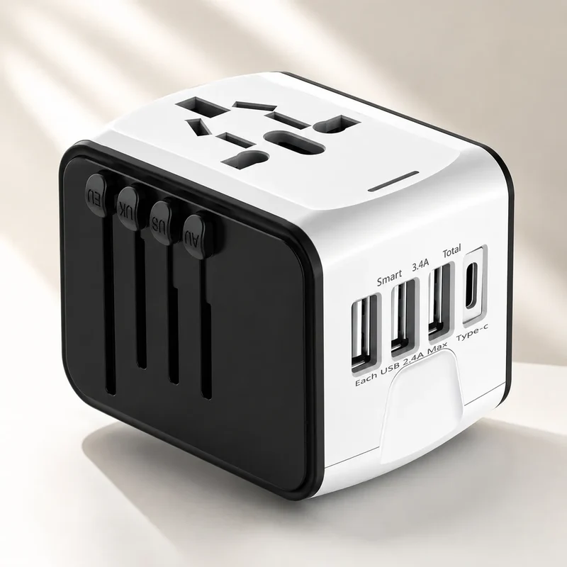 TravelCharge Pro | Adaptateur de Voyage Universel avec 4 Ports USB et USB-C