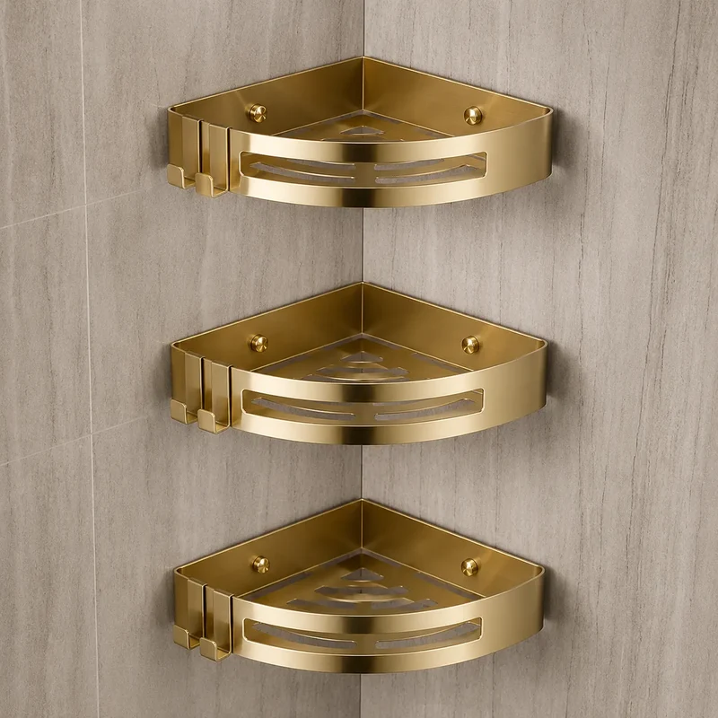 AureliaSet | Ensemble Accessoires Salle de Bain 3 Pièces en Métal Or/Argent