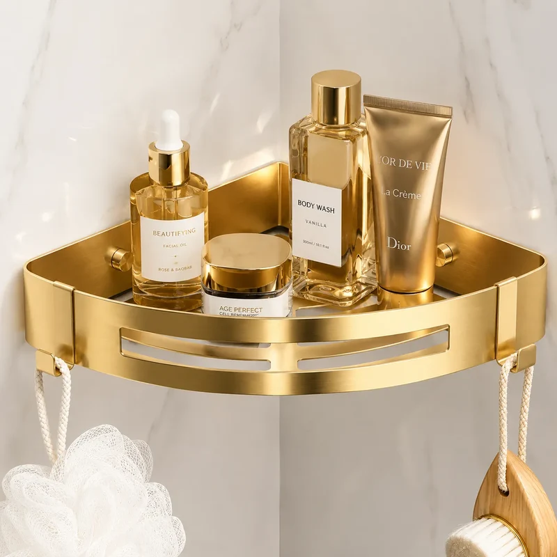 AureliaSet | Ensemble Accessoires Salle de Bain 3 Pièces en Métal Or/Argent