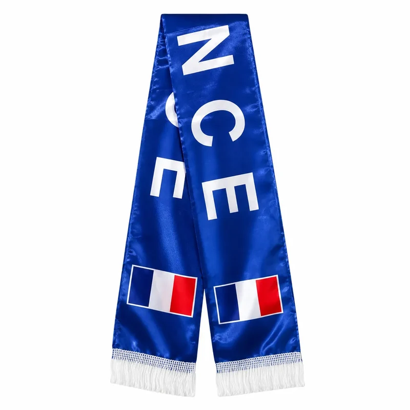 Bleu Élégance | Écharpe France Supporter Double Impression Satin 130 cm