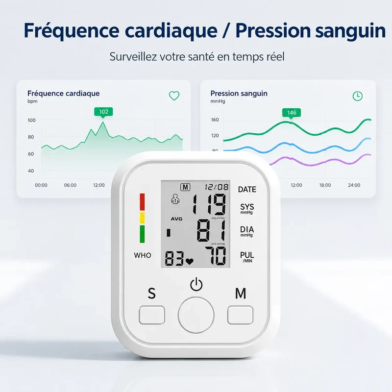 CardioSense | Tensiomètre électronique avec écran LCD et mémoire double utilisateur