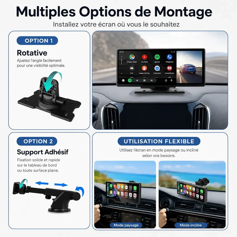 DriveVision | Écran CarPlay sans fil 10,26” avec dashcam 4K intégrée