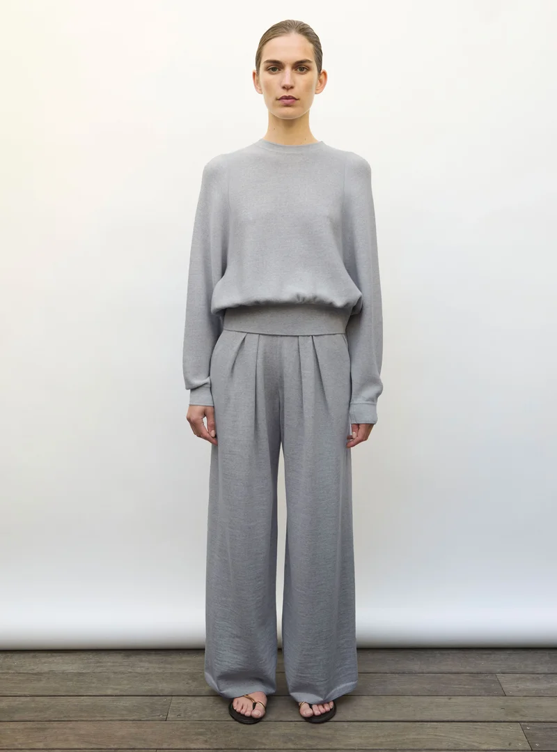 Molli Pantalon Lauren en Laine Mérinos Gris Moyen