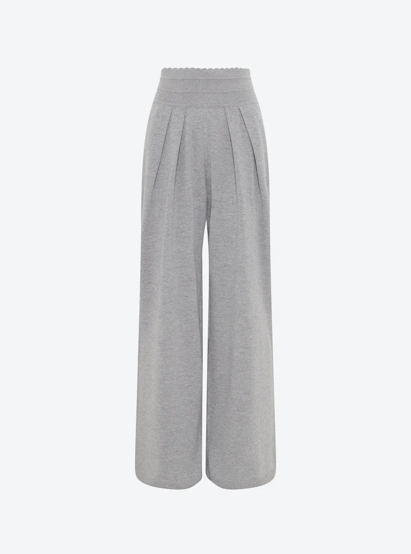 Molli Pantalon Lauren en Laine Mérinos Gris Moyen