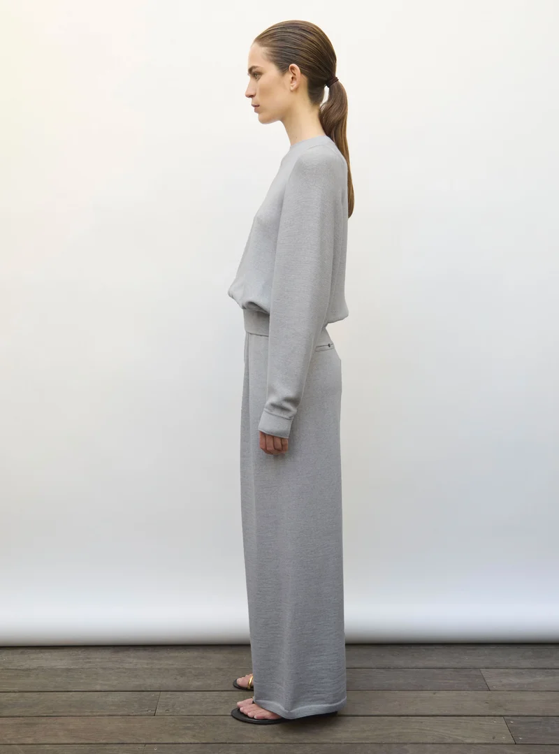 Molli Pantalon Lauren en Laine Mérinos Gris Moyen