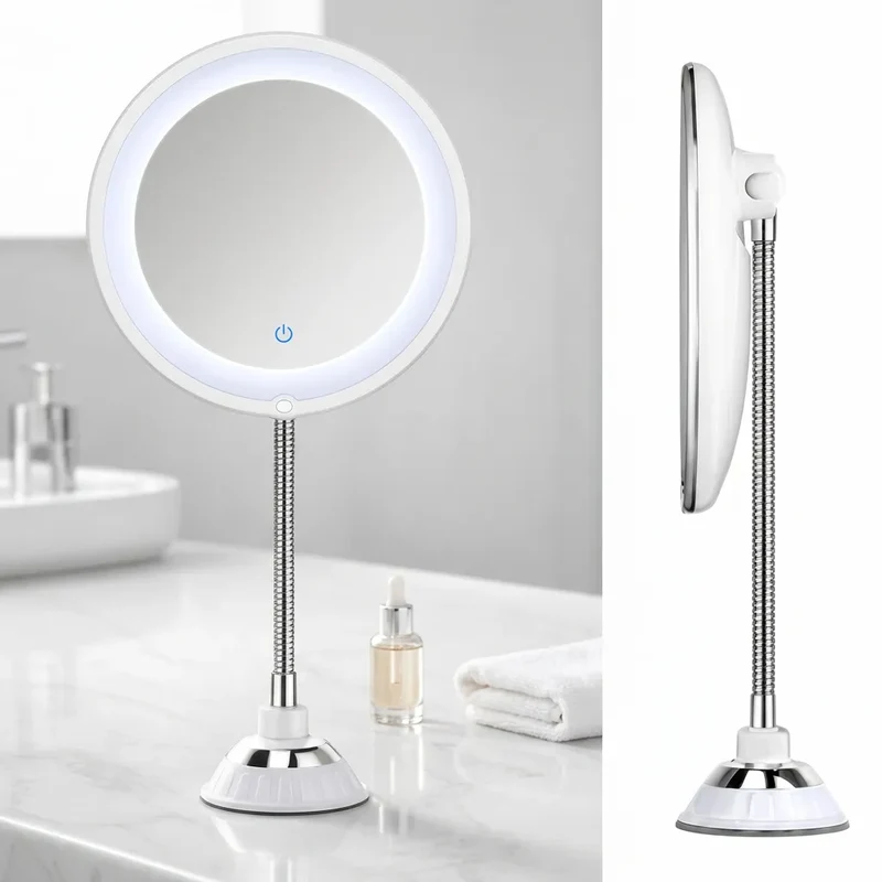 Miroir Grossissant LuminaFix | Miroir salle de bain LED 10x avec bras flexible