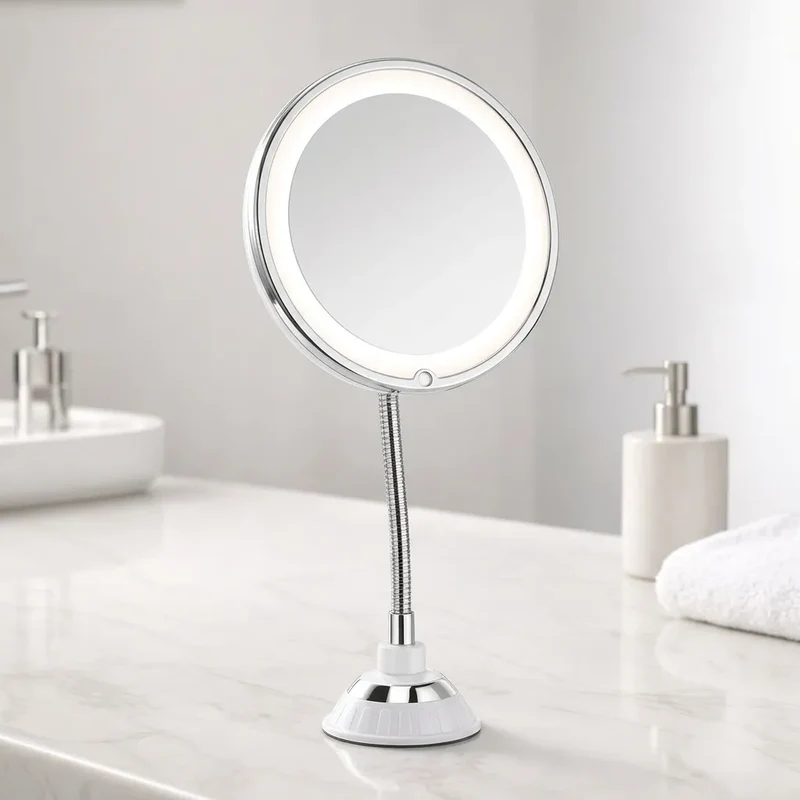 Miroir Grossissant LuminaFix | Miroir salle de bain LED 10x avec bras flexible