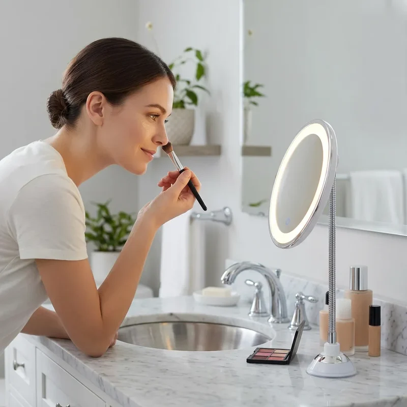 Miroir Grossissant LuminaFix | Miroir salle de bain LED 10x avec bras flexible