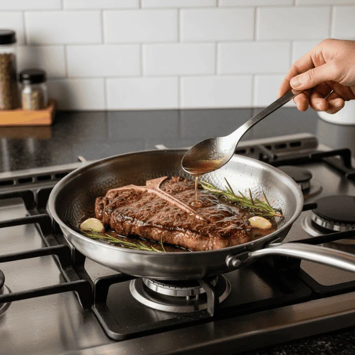 Poêle TITAN-PREMIUM™ | Poêle inox 304 sans revêtement compatible induction