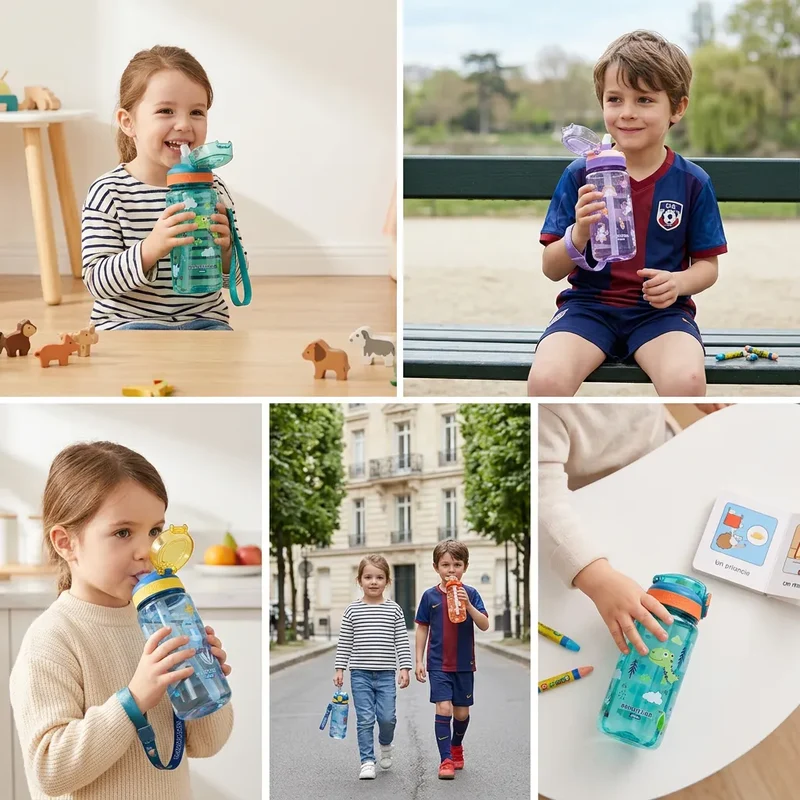 Gourde Enfant DinoSip | Gourde enfant 600ml avec paille étanche sans BPA