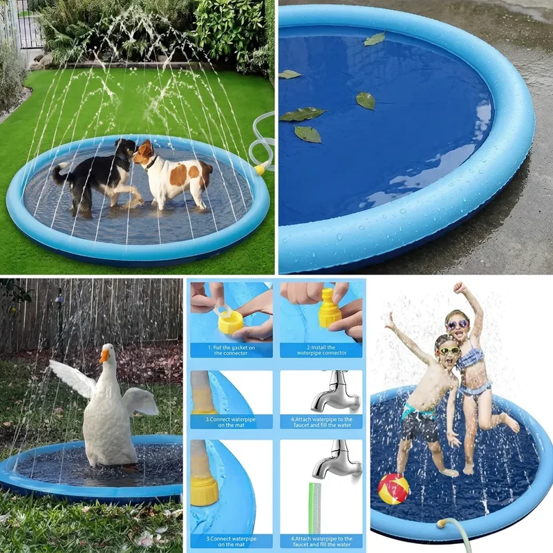 Piscine pour Chien SplashPaws | Tapis aquatique avec jets d’eau rafraîchissants
