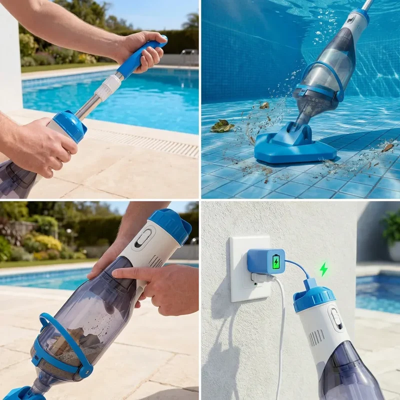 Aspirateur Piscine AquaVac | Robot piscine sans fil manuel avec perche télescopique 150 cm