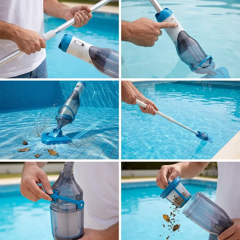 Aspirateur Piscine AquaVac | Robot piscine sans fil manuel avec perche télescopique 150 cm