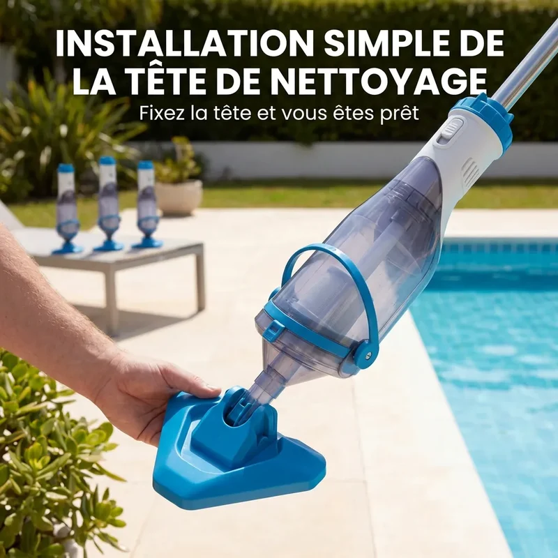 Aspirateur Piscine AquaVac | Robot piscine sans fil manuel avec perche télescopique 150 cm