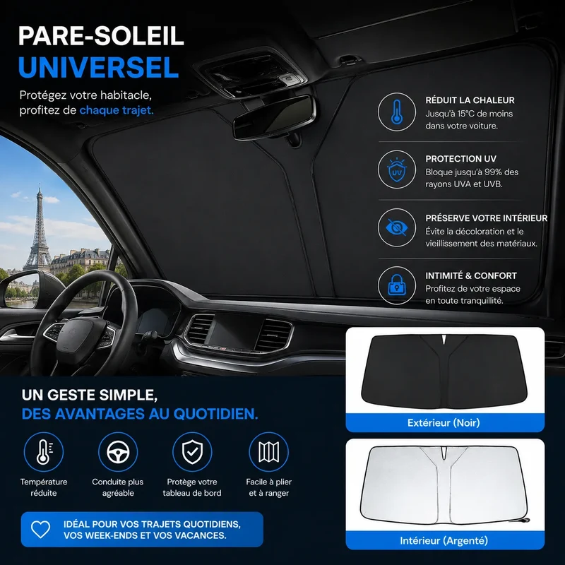 Pare-Soleil Voiture ThermoShield | Pare soleil voiture