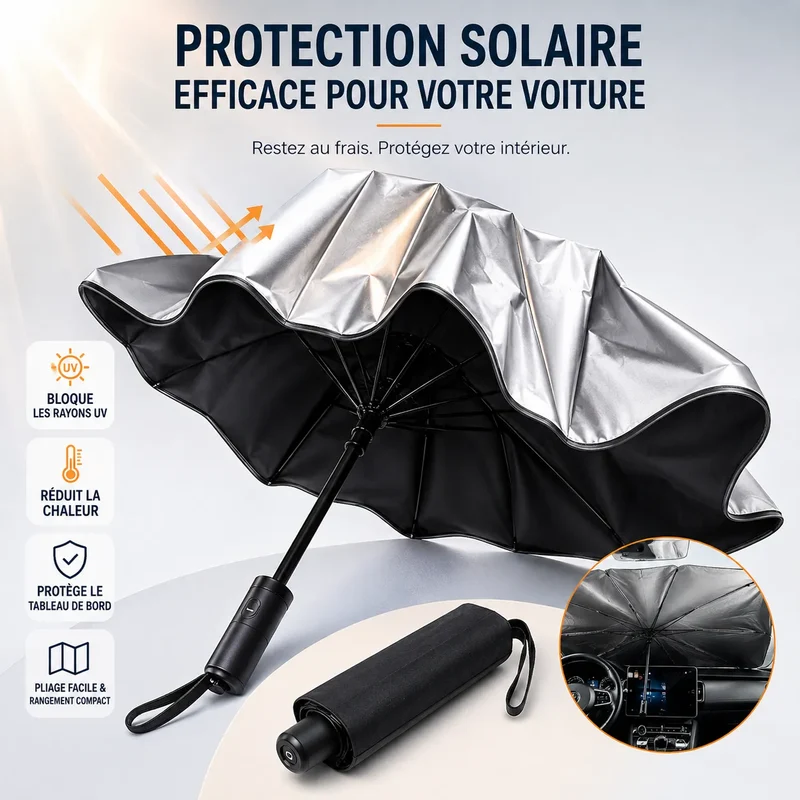 Pare-Soleil Voiture ThermoShield | Pare soleil voiture pliable anti-UV universel
