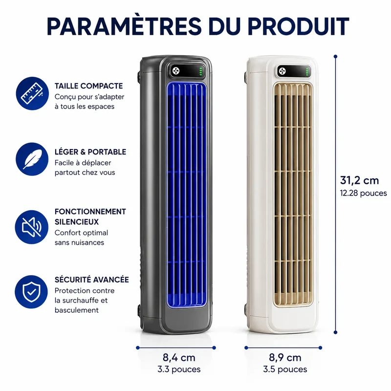 Climatiseur Portable Airéna | Ventilateur mural rechargeable silencieux 3 vitesses