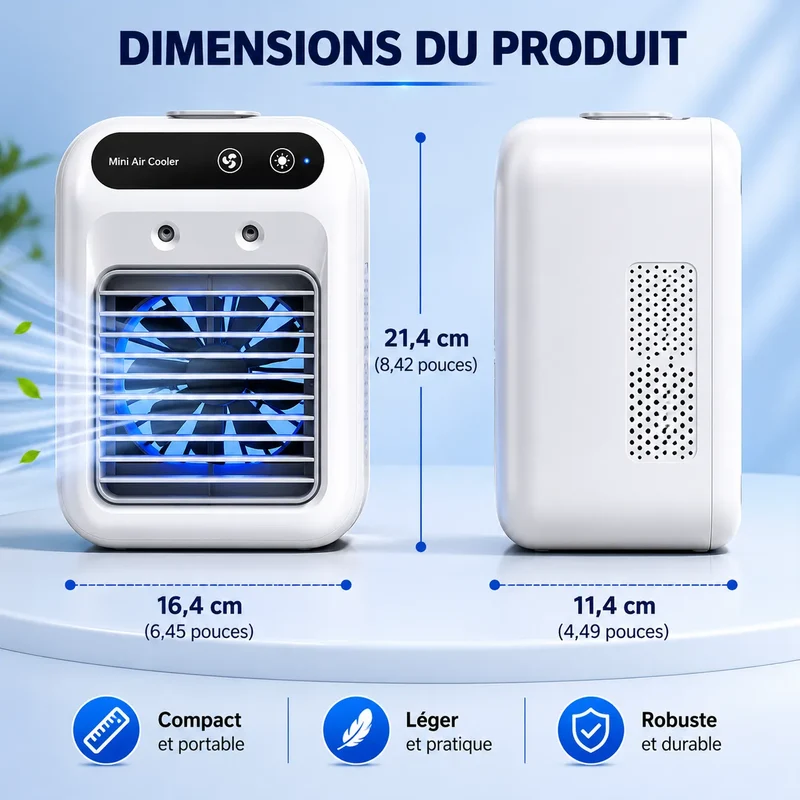 Refroidisseur d’Air Portable Glacéo | Ventilateur brumisateur rechargeable