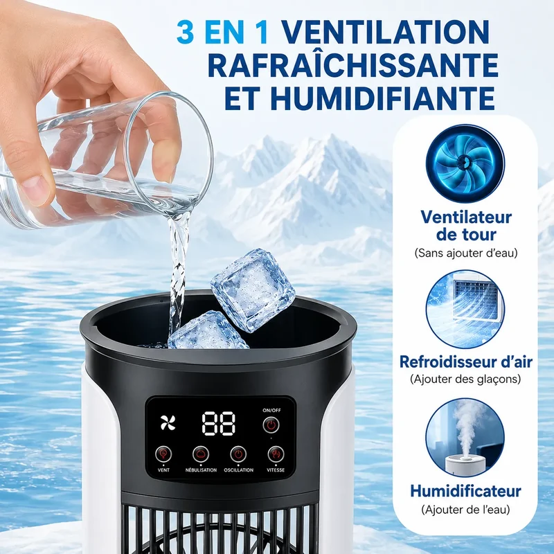 Refroidisseur d’Air Portable Frostéa | Ventilateur brumisateur 6 vitesses