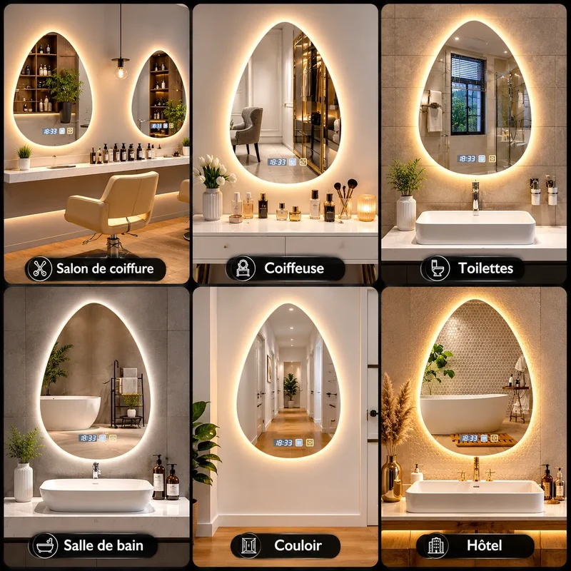 Miroir Salle de Bain LED ÉLORIA™ anti-buée 3 couleurs