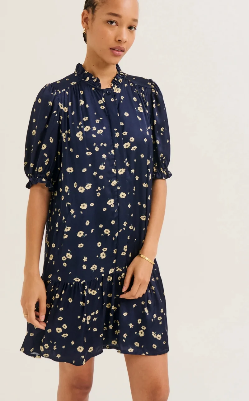 Pablo Robe Chal Fleurie Marine