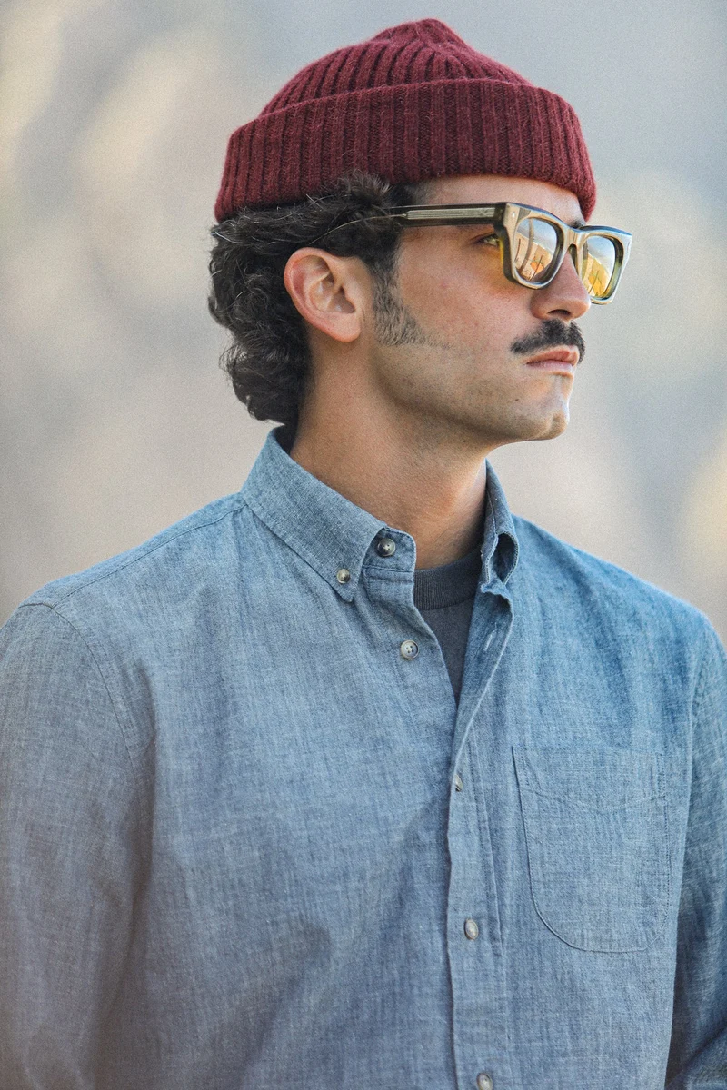 Drapeau Noir Chemise Retro Fit Chambray Japonais