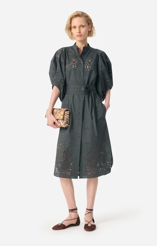 Vanessa bruno Robe Flora Midi Brodée Noir