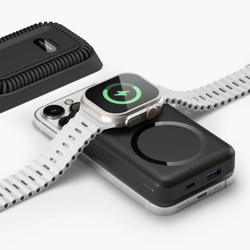 Powerbank mit Ladekabel | 10000 mAh Magnetische Powerbank mit USB-C