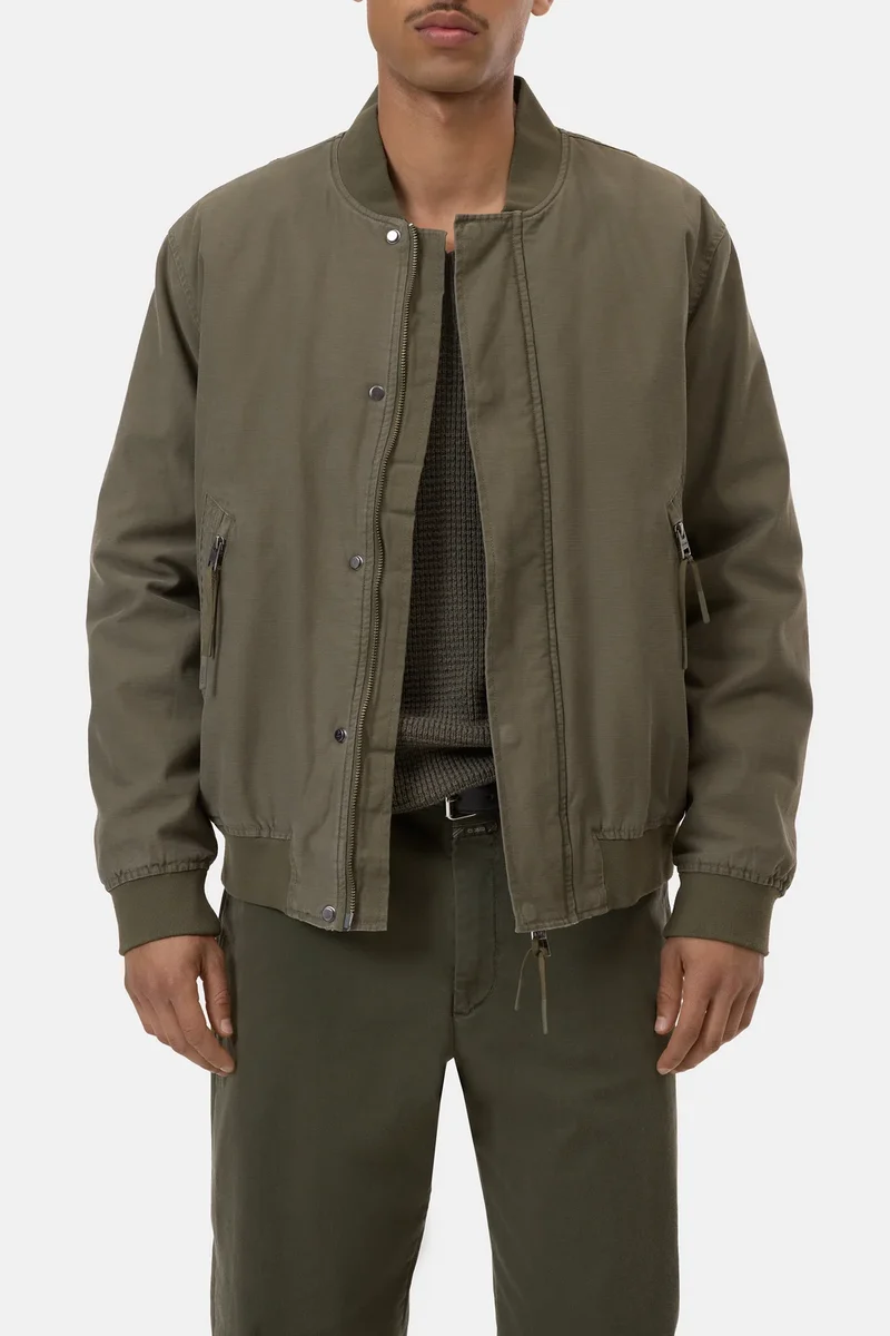 Closed Bomber en Coton Forest Green