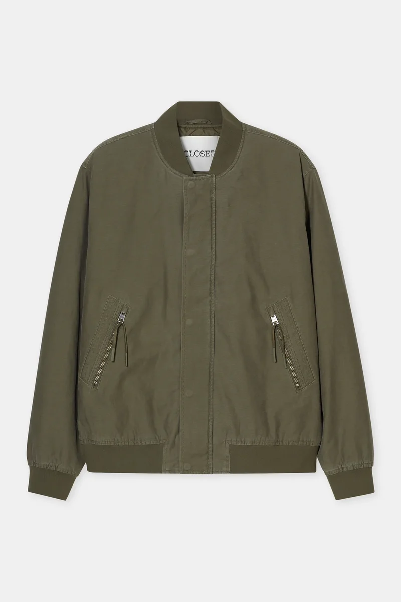 Closed Bomber en Coton Forest Green