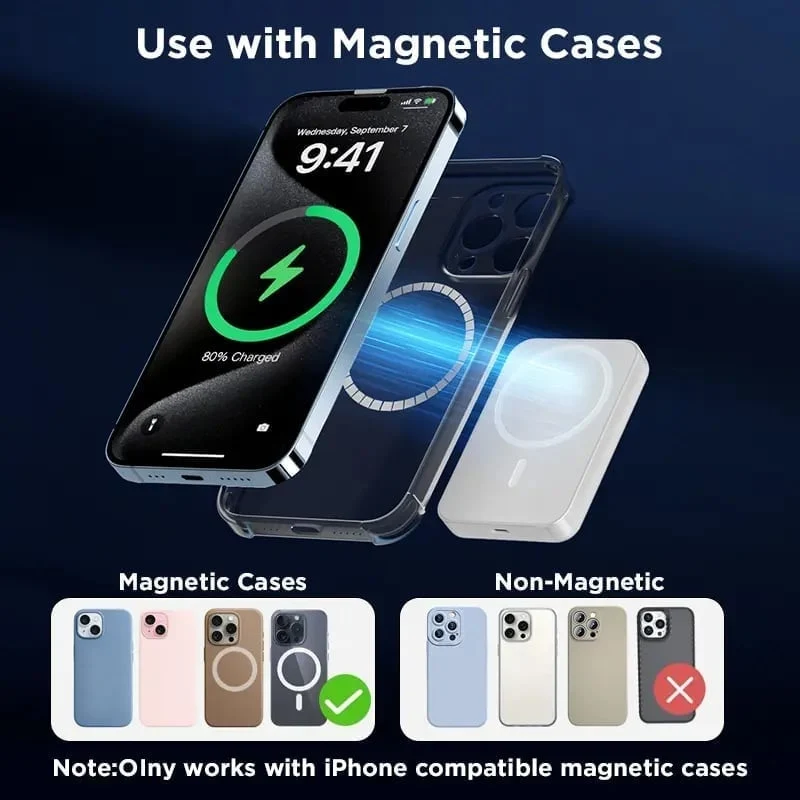 Magnet Powerbank | Tragbare MagSafe Powerbank mit kabellosem Schnellladen